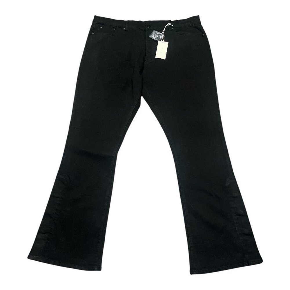 MNML Flare Denim Jeans B Mens‎ 42x36 Button Fly Streetwear Black NWT